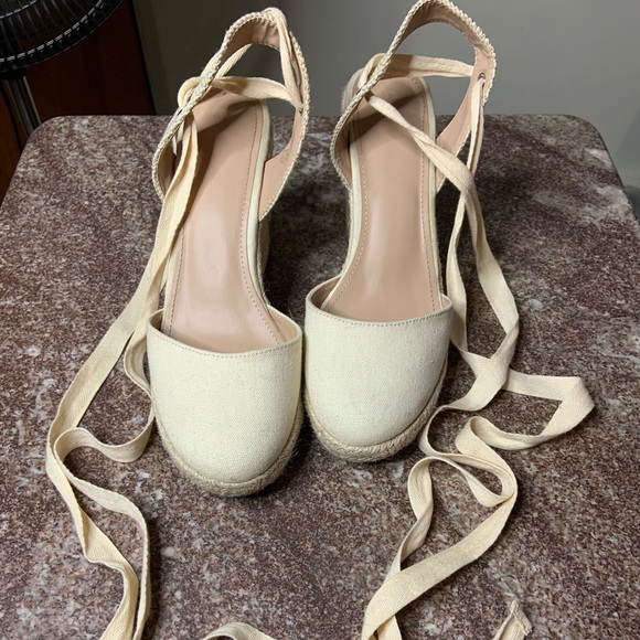 Shoes - Lace Up Espadilla Wedge Sandals